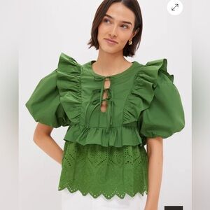 HYACINTH HOUSE
Forest Green Ruffle Nadia Blouse